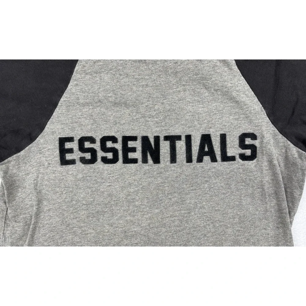 Fear‎ of God Essentials Kids Raglan T Shirt Youth 6/7 Grey Black Logo Tee